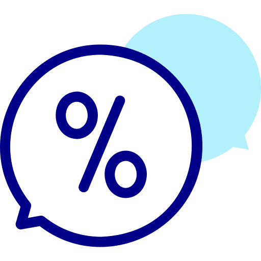Sales percentage sales chat icon