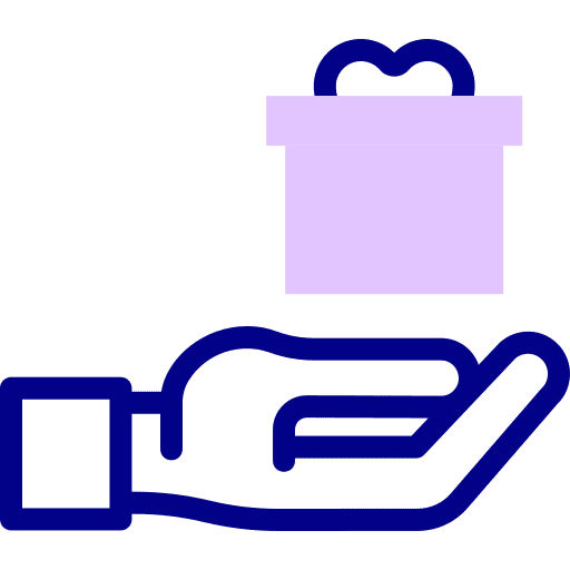 Gift box hand surprise delivery icon