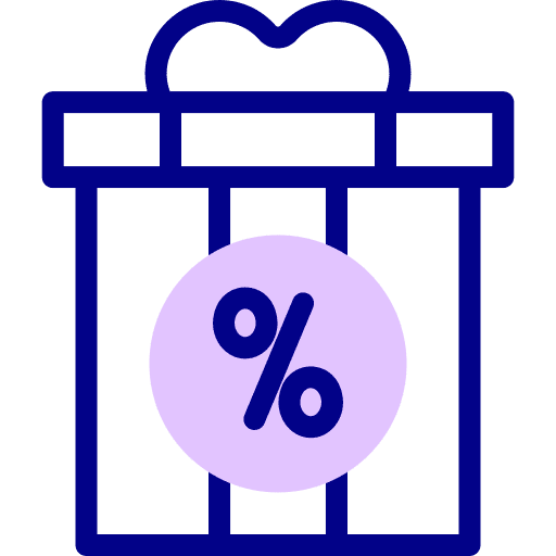 Gift box percentage package discount icon