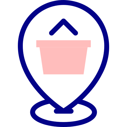 Location pin cart basket icon