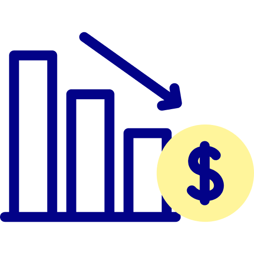 Bar chart loss business statistics icon