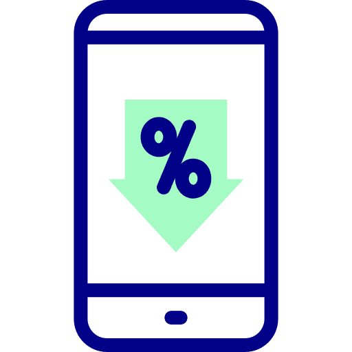 Smartphone online shop percent sales icon