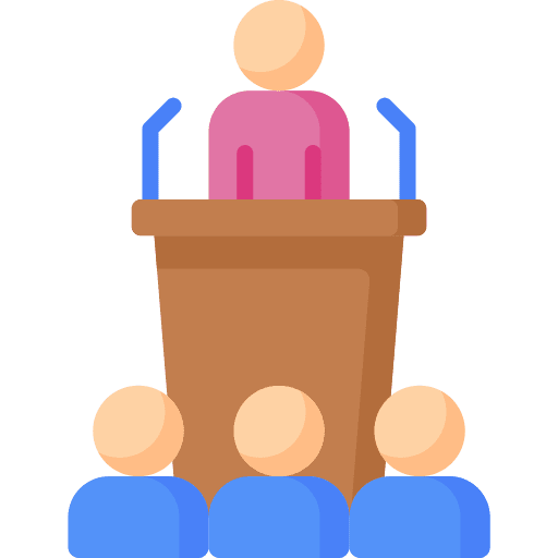 Conference chief speaker speech icon