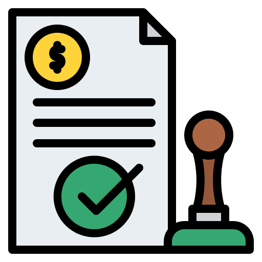 Approved business and finance currency banking icon