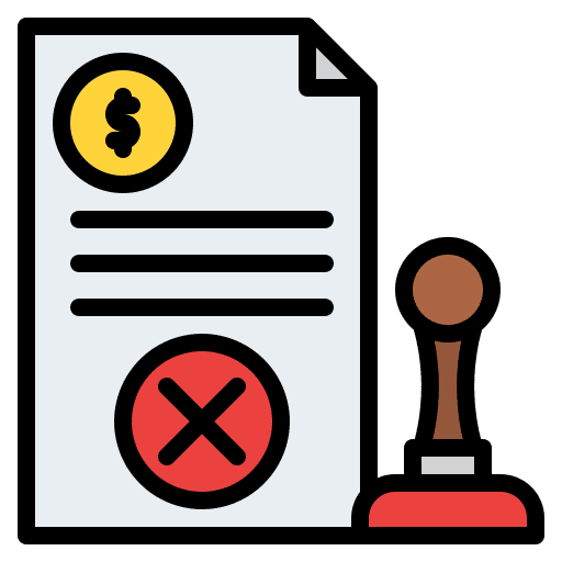 Rejected financial money bank icon