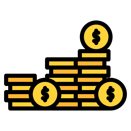 Stack of coins banking stacking money icon