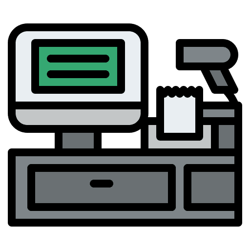 Cash register business and finance payment machine icon