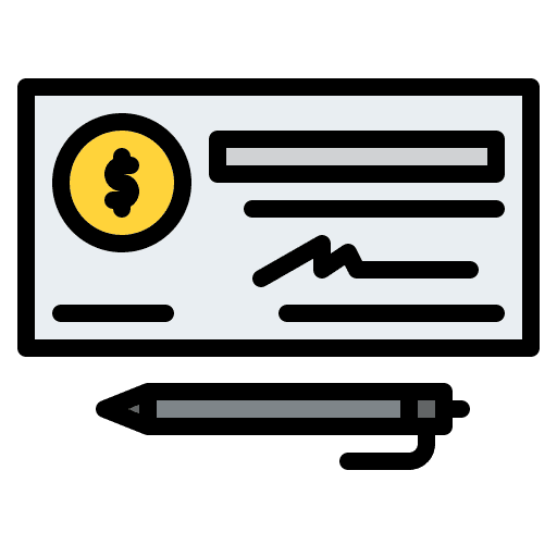 Cheque payment dollar money icon