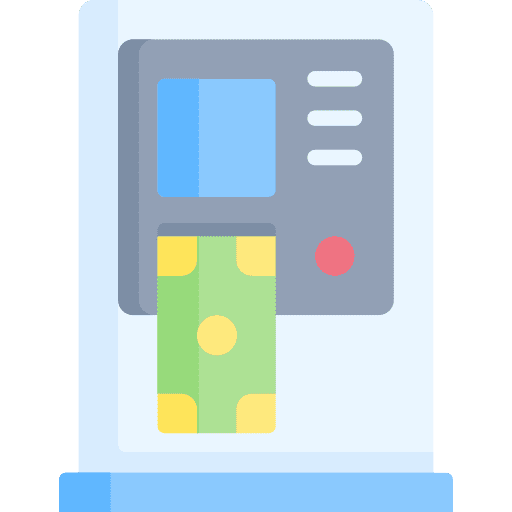 Atm machine credit card money payment icon