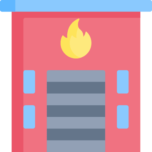 Fire station architecture and city emergencies firefighters icon