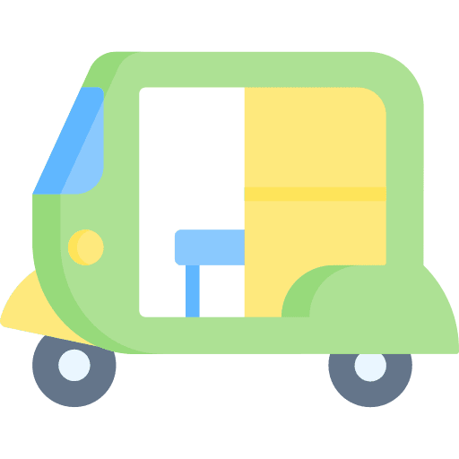 Tuk tuk three wheeler cycle rickshaw car icon