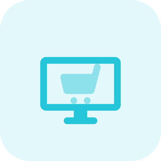 Computer online shop commerce and shopping computer icon