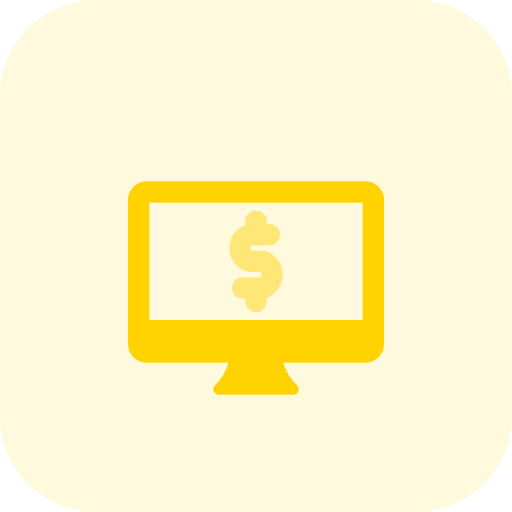 Desktop computer trade business and finance economy icon