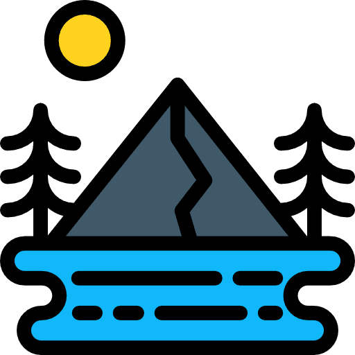 Forest mountain woods tree icon