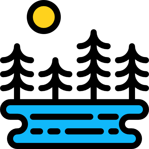 Forest path clouds nature icon