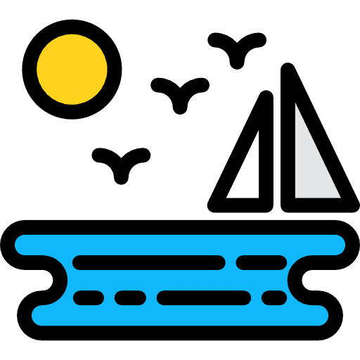 Sea sailboat landscape beach icon