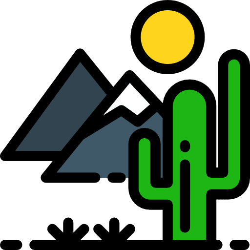 Desert cactus sun mountains icon