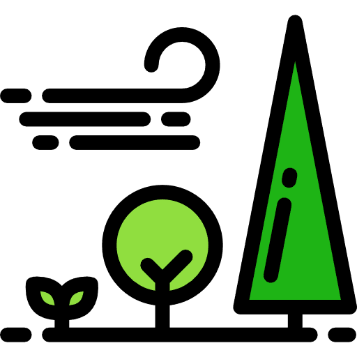 Trees nature wind mountains icon