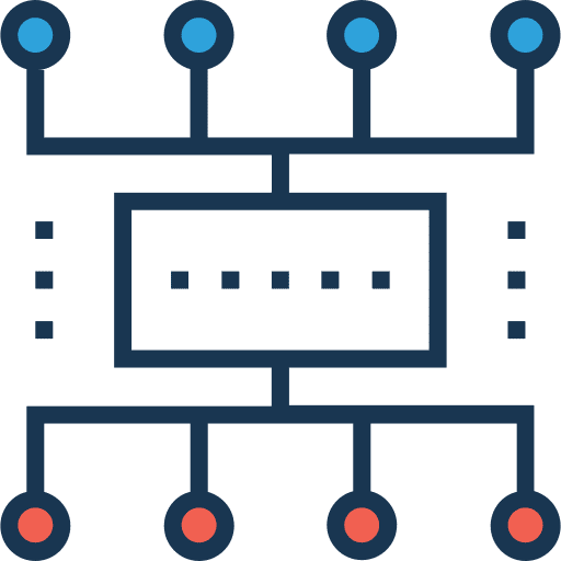 Hierarchical structure networking diagram organized icon