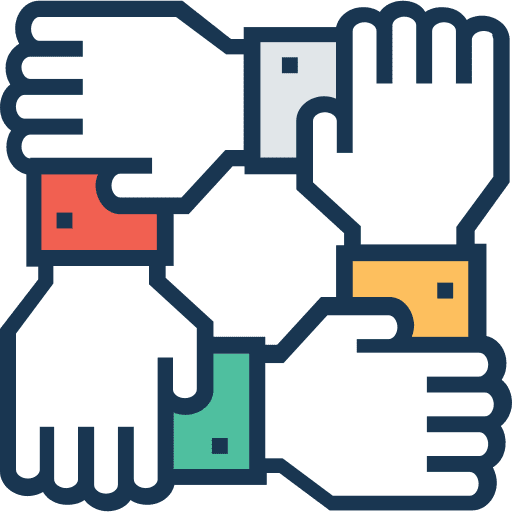 Teamwork gestures networking inclusion icon