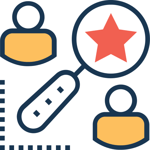 Networking users networking magnifying glass icon