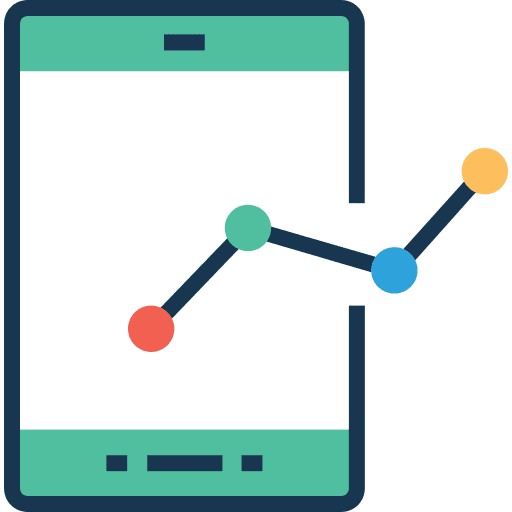 Smartphone line chart touch screen communications icon
