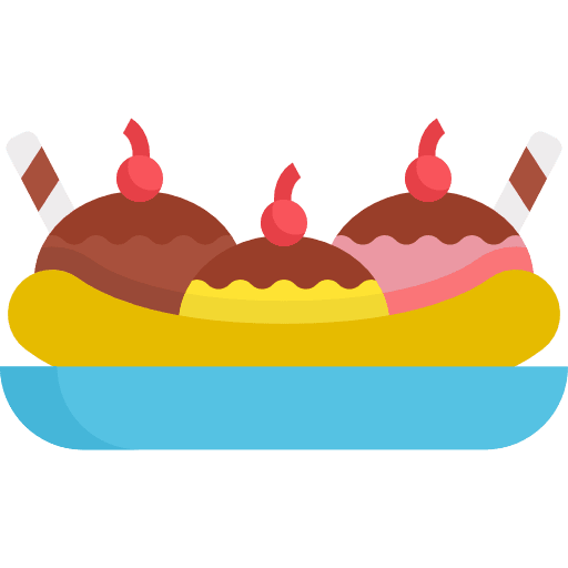 Banana split dessert ice cream split icon Banana split dessert ice cream split icon