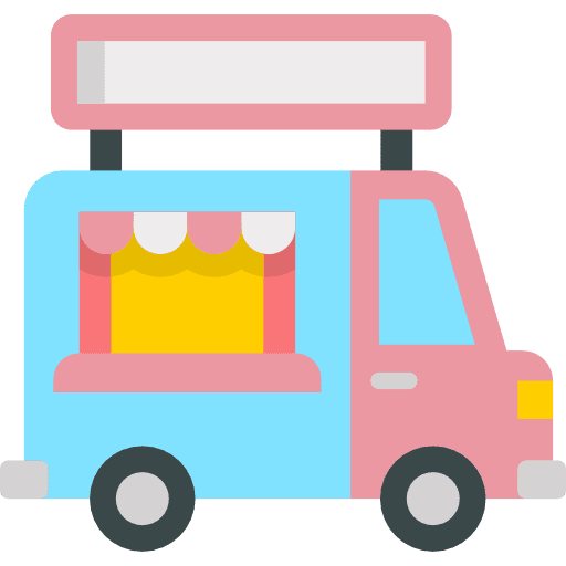Food truck shipping and delivery hot dog van icon Food truck shipping and delivery hot dog van icon