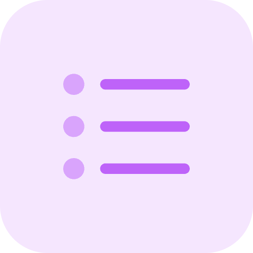 Bullet list button three lines icon