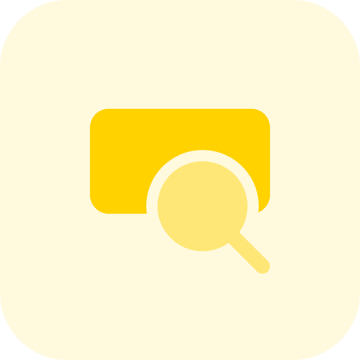 Search magnifying glass box loupe icon