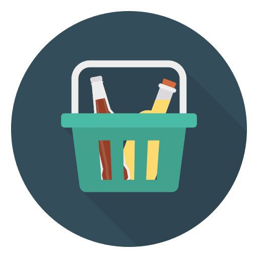 Shopping basket alcoholic drinks supermarket drinks icon