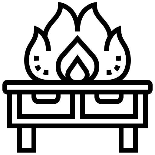 Desk position on fire business and finance icon