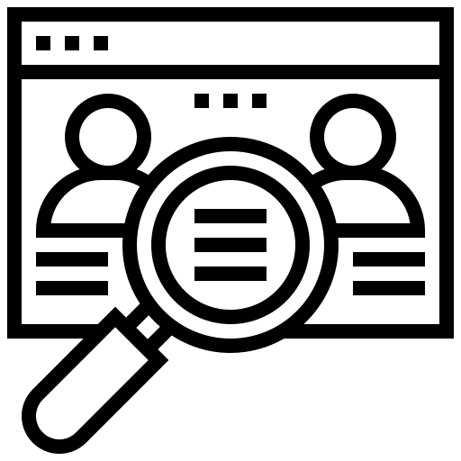 Recruitment candidates magnifying glass agency icon