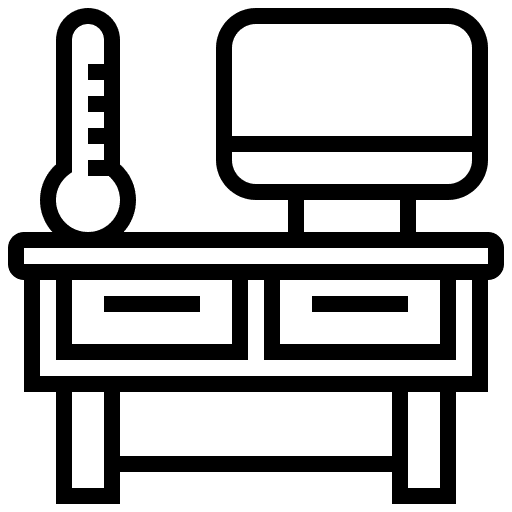 Desk computer business and finance desk icon