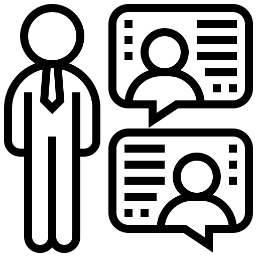 Discuss business and finance discuss brainstorm icon