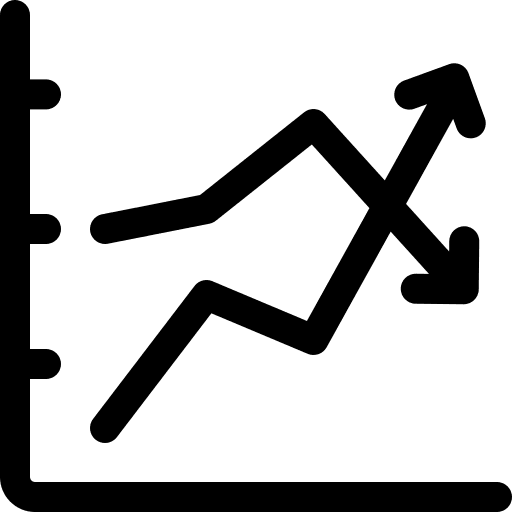 Graph report up and down arrows graph icon