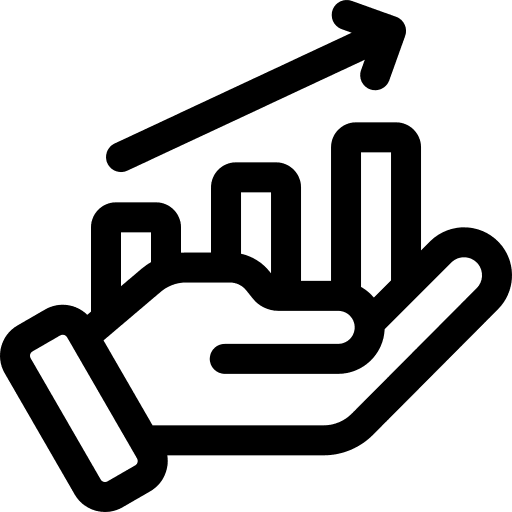 Stats hand bar graph business and finance icon