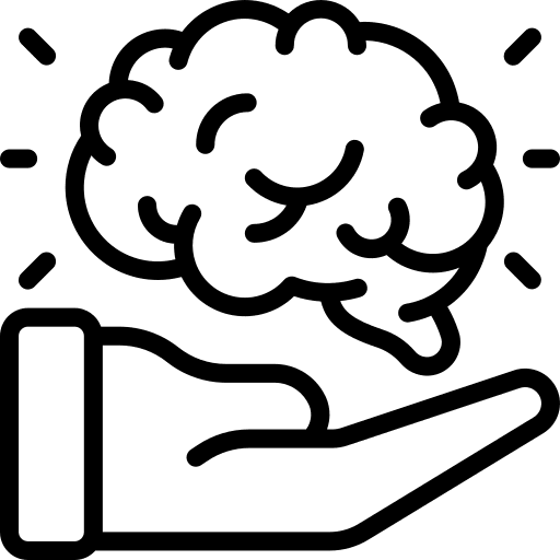 Brain open mind hand planning icon