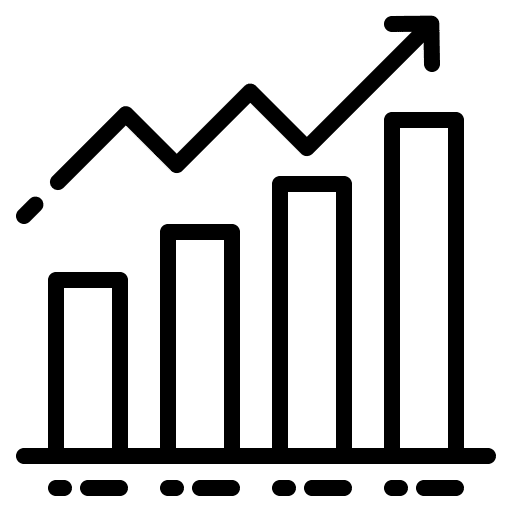 Bar graph business and finance stats business impact icon