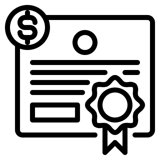 Certificate investment dollar symbol certificate icon