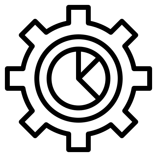Gear business and finance management pie chart icon