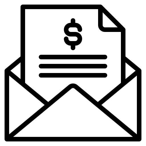 Mail invoice email money icon