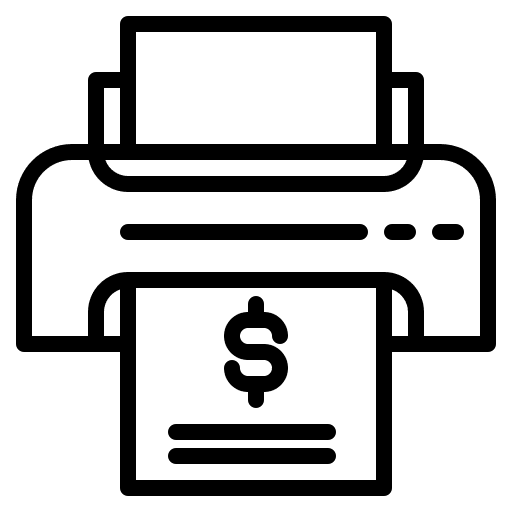 Printer business and finance money printer icon