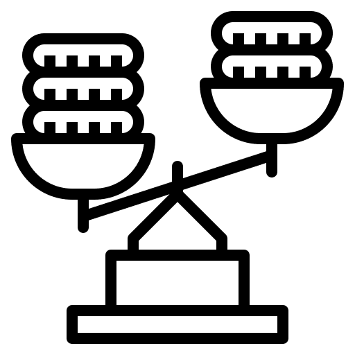 Scale money justice scale coins icon