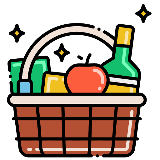 Gift basket bottle diet food icon