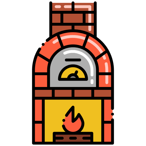 Stone oven bake fire pizza oven icon