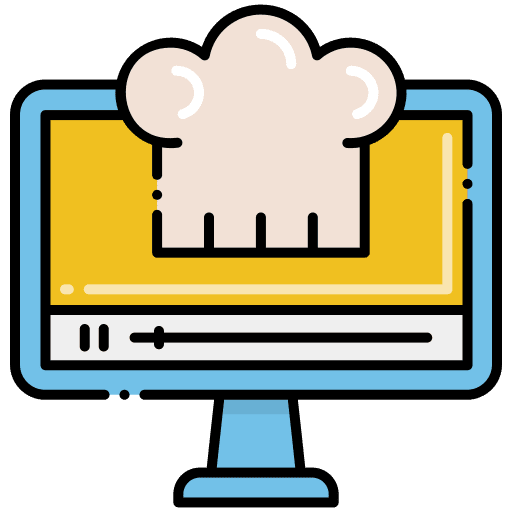 Video tutorial cooking food and restaurant video icon