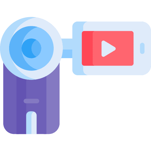 Videocamera recording music and multimedia technology icon Videocamera recording music and multimedia technology icon