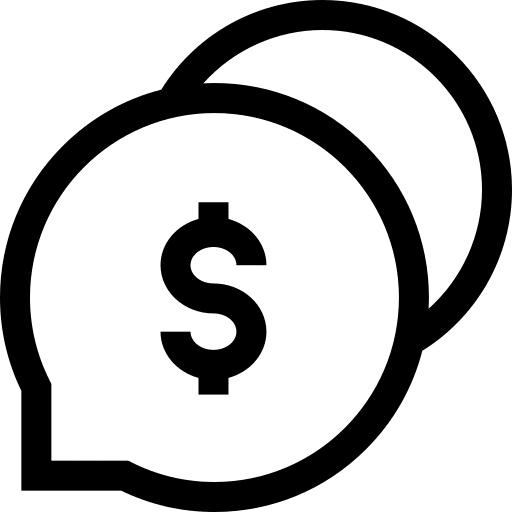 Speech bubble communications dollar chat box icon