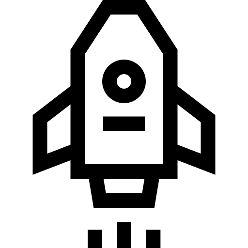 Startup team management rocket space icon